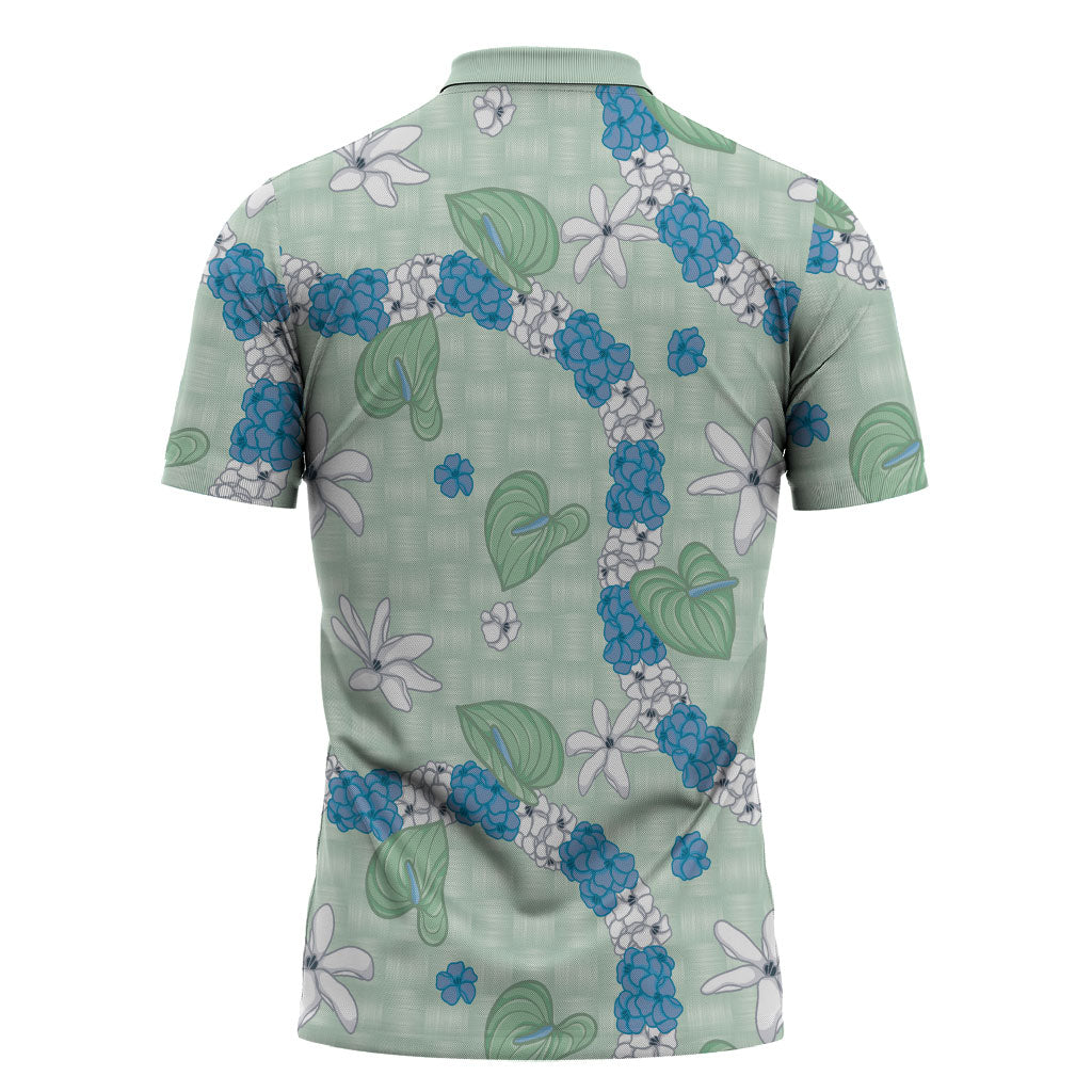 Hawaii Anthurium Tiare Pikake Lei Zipper Polo Shirt Omaomao Lauhala Art Pattern