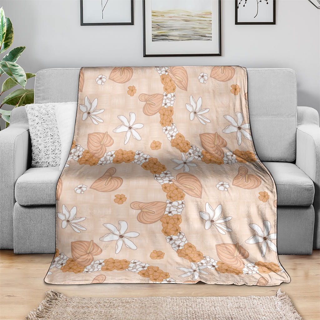 Hawaii Anthurium Tiare Pikake Lei Blanket Alani Lauhala Art Pattern