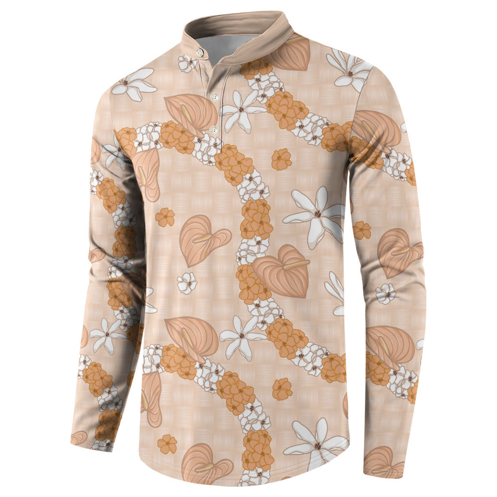 Hawaii Anthurium Tiare Pikake Lei Button Sweatshirt Alani Lauhala Art Pattern
