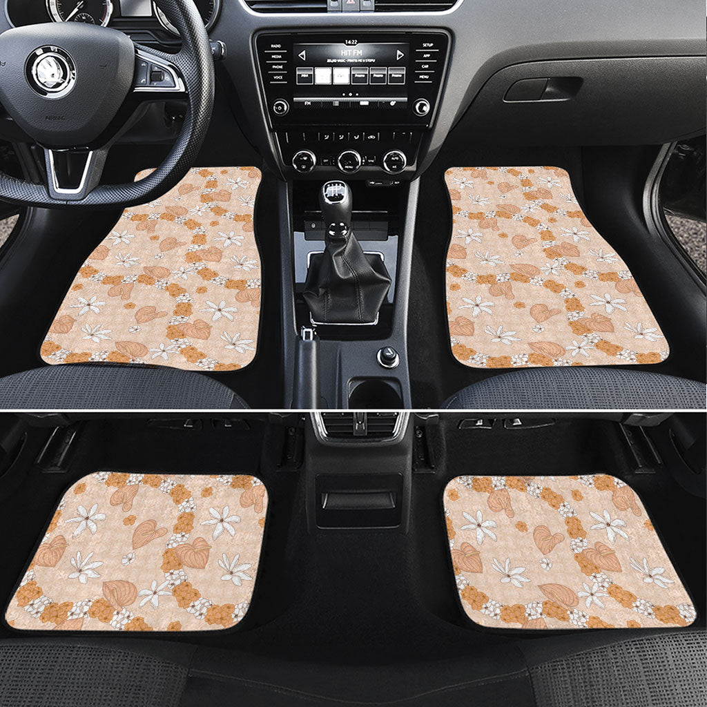 Hawaii Anthurium Tiare Pikake Lei Car Mats Alani Lauhala Art Pattern LT01 Set 4pcs Orange - Polynesian Pride