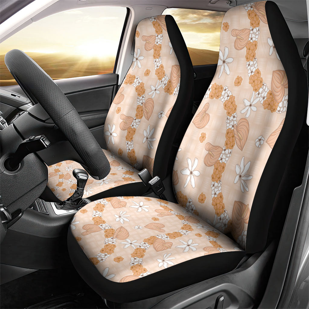 Hawaii Anthurium Tiare Pikake Lei Car Seat Cover Alani Lauhala Art Pattern LT01 - Polynesian Pride