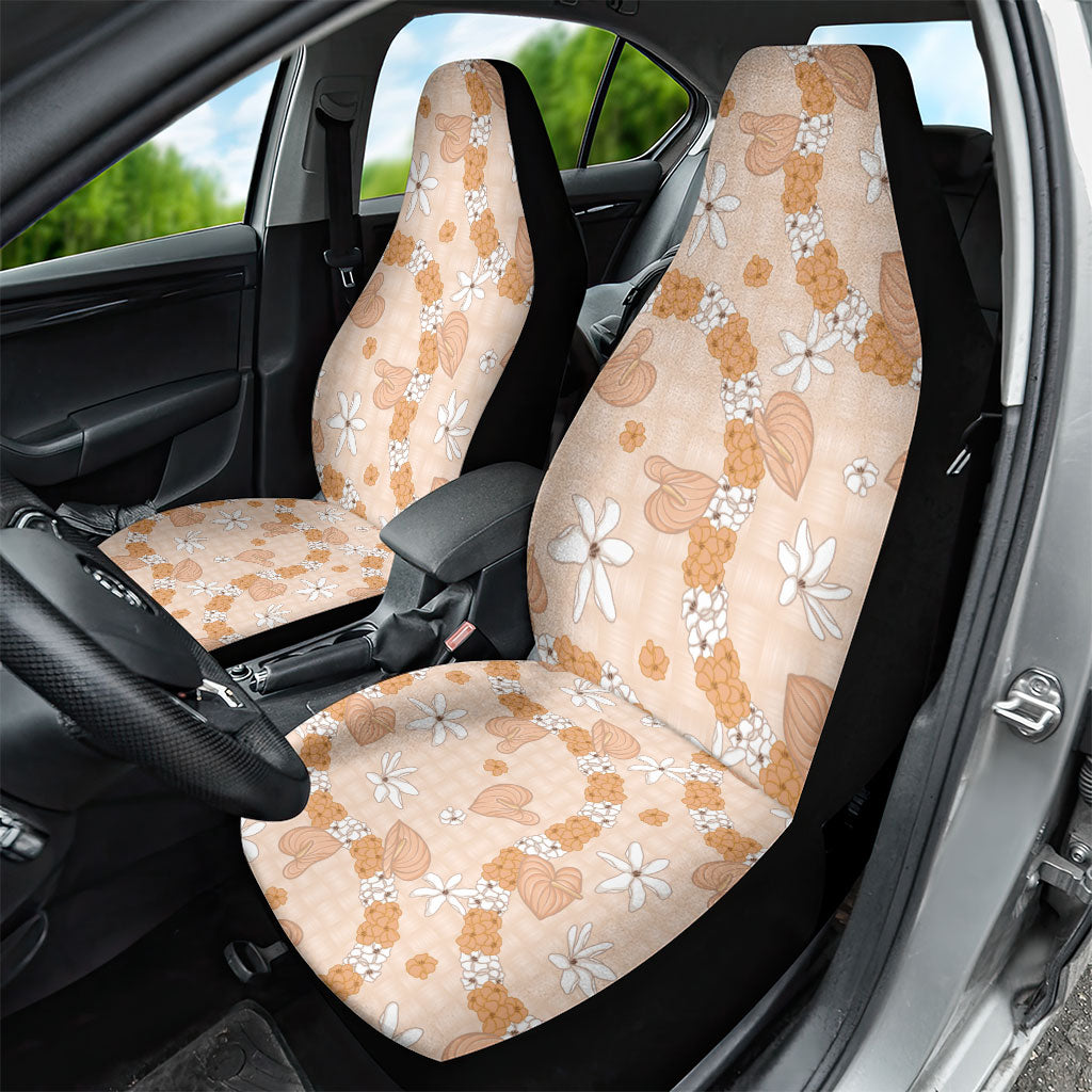 Hawaii Anthurium Tiare Pikake Lei Car Seat Cover Alani Lauhala Art Pattern LT01 - Polynesian Pride