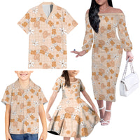 Hawaii Anthurium Tiare Pikake Lei Family Matching Off The Shoulder Long Sleeve Dress and Hawaiian Shirt Alani Lauhala Art Pattern LT01 - Polynesian Pride