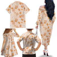 Hawaii Anthurium Tiare Pikake Lei Family Matching Off The Shoulder Long Sleeve Dress and Hawaiian Shirt Alani Lauhala Art Pattern LT01 - Polynesian Pride