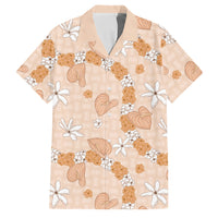 Hawaii Anthurium Tiare Pikake Lei Family Matching Off The Shoulder Long Sleeve Dress and Hawaiian Shirt Alani Lauhala Art Pattern LT01 Dad's Shirt - Short Sleeve Orange - Polynesian Pride
