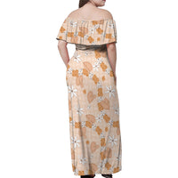 Hawaii Anthurium Tiare Pikake Lei Family Matching Off Shoulder Maxi Dress and Hawaiian Shirt Alani Lauhala Art Pattern LT01 - Polynesian Pride