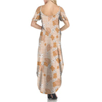 Hawaii Anthurium Tiare Pikake Lei Family Matching Summer Maxi Dress and Hawaiian Shirt Alani Lauhala Art Pattern LT01 - Polynesian Pride