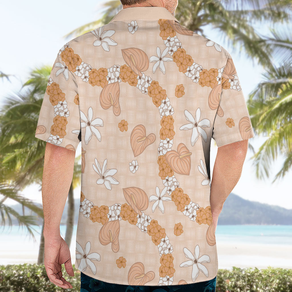 Hawaii Anthurium Tiare Pikake Lei Hawaiian Shirt Alani Lauhala Art Pattern