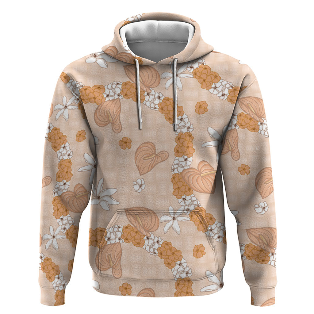 Hawaii Anthurium Tiare Pikake Lei Hoodie Alani Lauhala Art Pattern