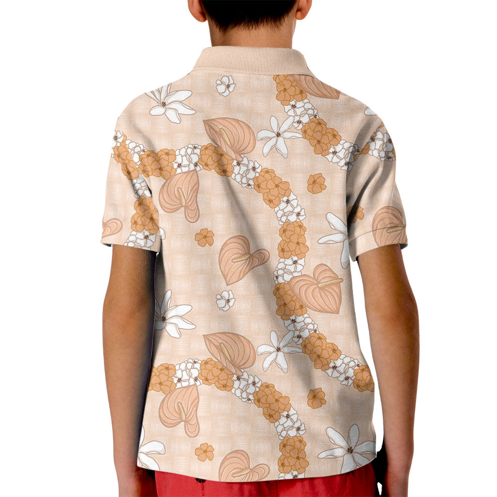 Hawaii Anthurium Tiare Pikake Lei Kid Polo Shirt Alani Lauhala Art Pattern