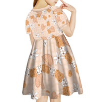 Hawaii Anthurium Tiare Pikake Lei Kid Short Sleeve Dress Alani Lauhala Art Pattern