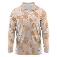 Hawaii Anthurium Tiare Pikake Lei Long Sleeve Polo Shirt Alani Lauhala Art Pattern