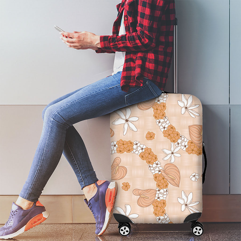 Hawaii Anthurium Tiare Pikake Lei Luggage Cover Alani Lauhala Art Pattern