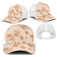 Hawaii Anthurium Tiare Pikake Lei Mesh Trucker Cap Alani Lauhala Art Pattern