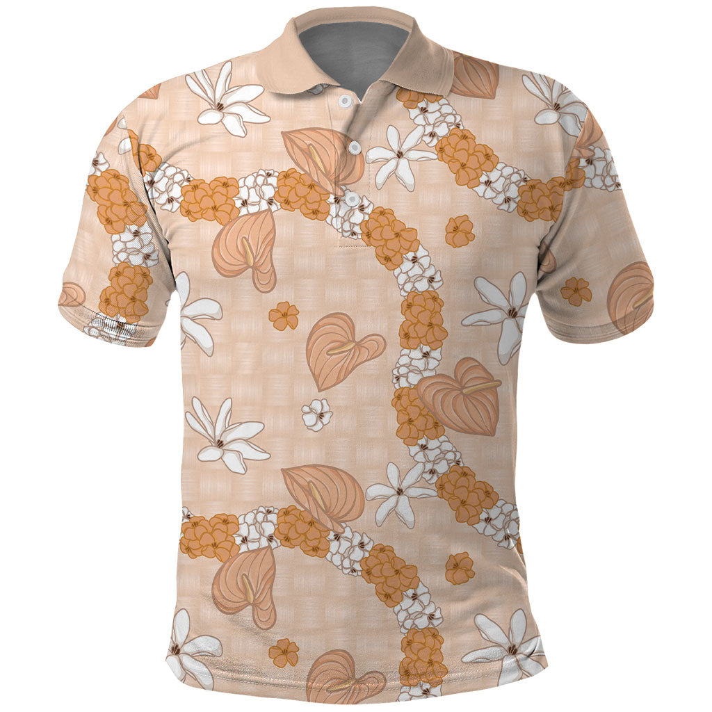 Hawaii Anthurium Tiare Pikake Lei Polo Shirt Alani Lauhala Art Pattern