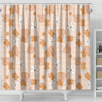 Hawaii Anthurium Tiare Pikake Lei Shower Curtain Alani Lauhala Art Pattern