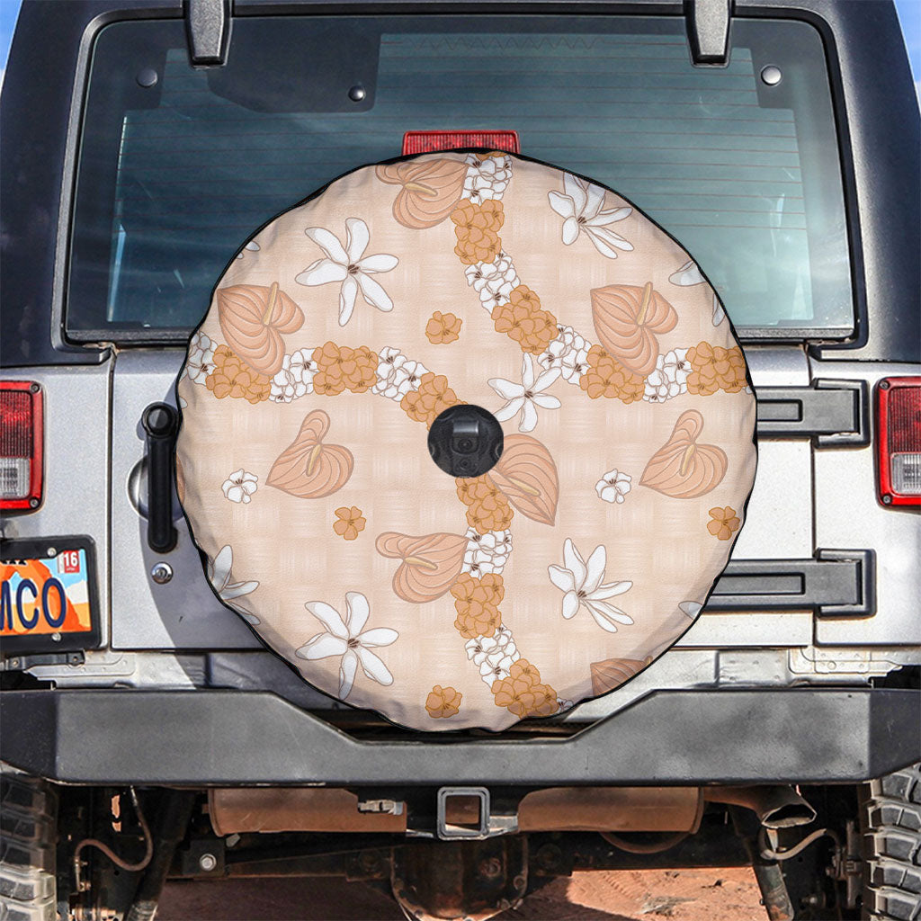 Hawaii Anthurium Tiare Pikake Lei Spare Tire Cover Alani Lauhala Art Pattern