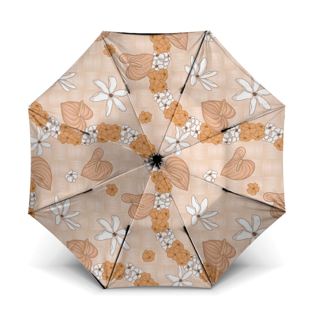 Hawaii Anthurium Tiare Pikake Lei Umbrella Alani Lauhala Art Pattern