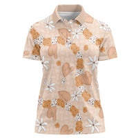 Hawaii Anthurium Tiare Pikake Lei Women Polo Shirt Alani Lauhala Art Pattern