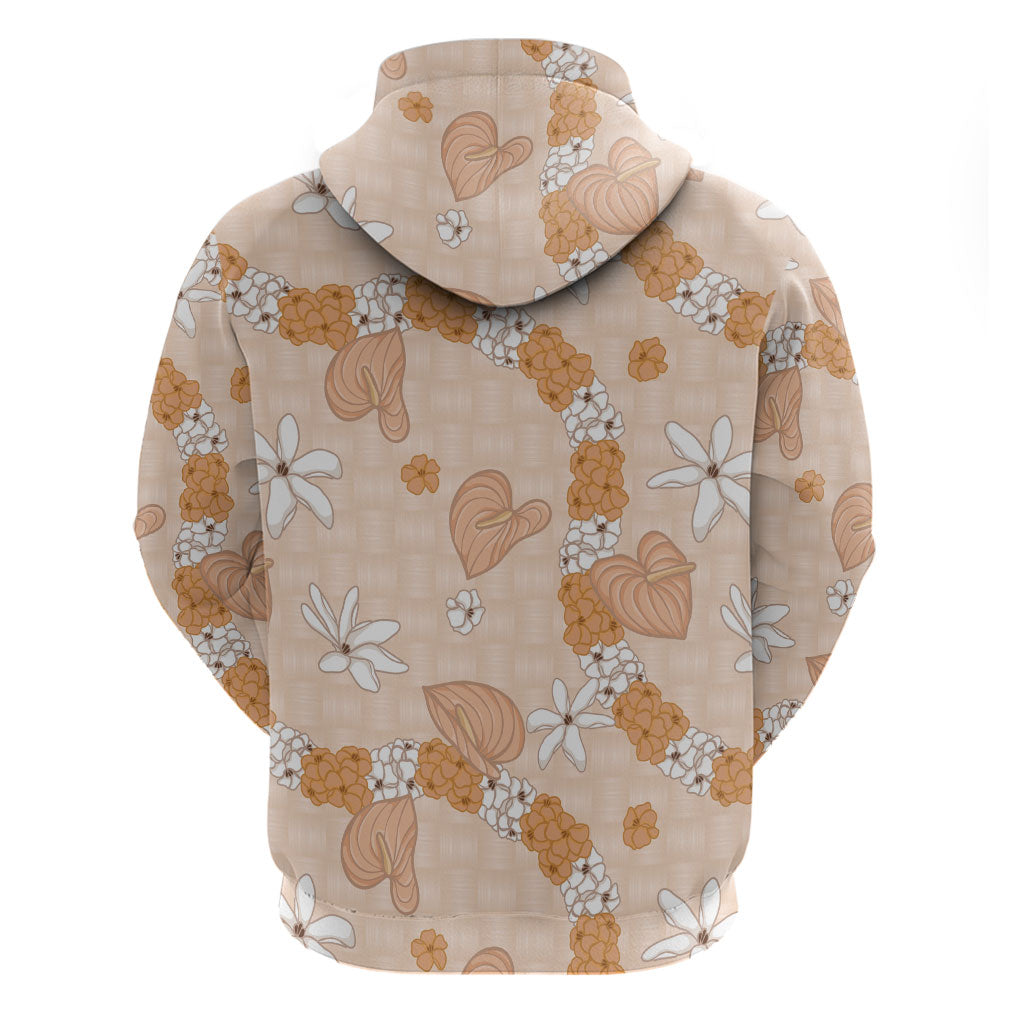 Hawaii Anthurium Tiare Pikake Lei Zip Hoodie Alani Lauhala Art Pattern