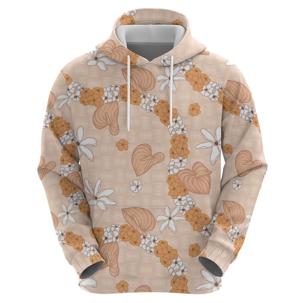 Hawaii Anthurium Tiare Pikake Lei Zip Hoodie Alani Lauhala Art Pattern