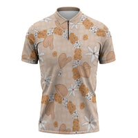 Hawaii Anthurium Tiare Pikake Lei Zipper Polo Shirt Alani Lauhala Art Pattern
