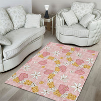 Hawaii Anthurium Tiare Pikake Lei Area Rug Akala Lauhala Art Pattern