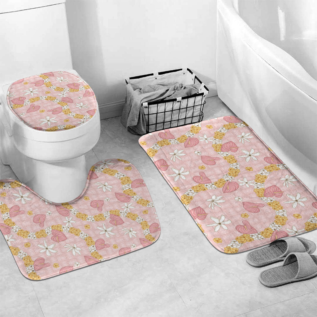 Hawaii Anthurium Tiare Pikake Lei Bathroom Set Akala Lauhala Art Pattern