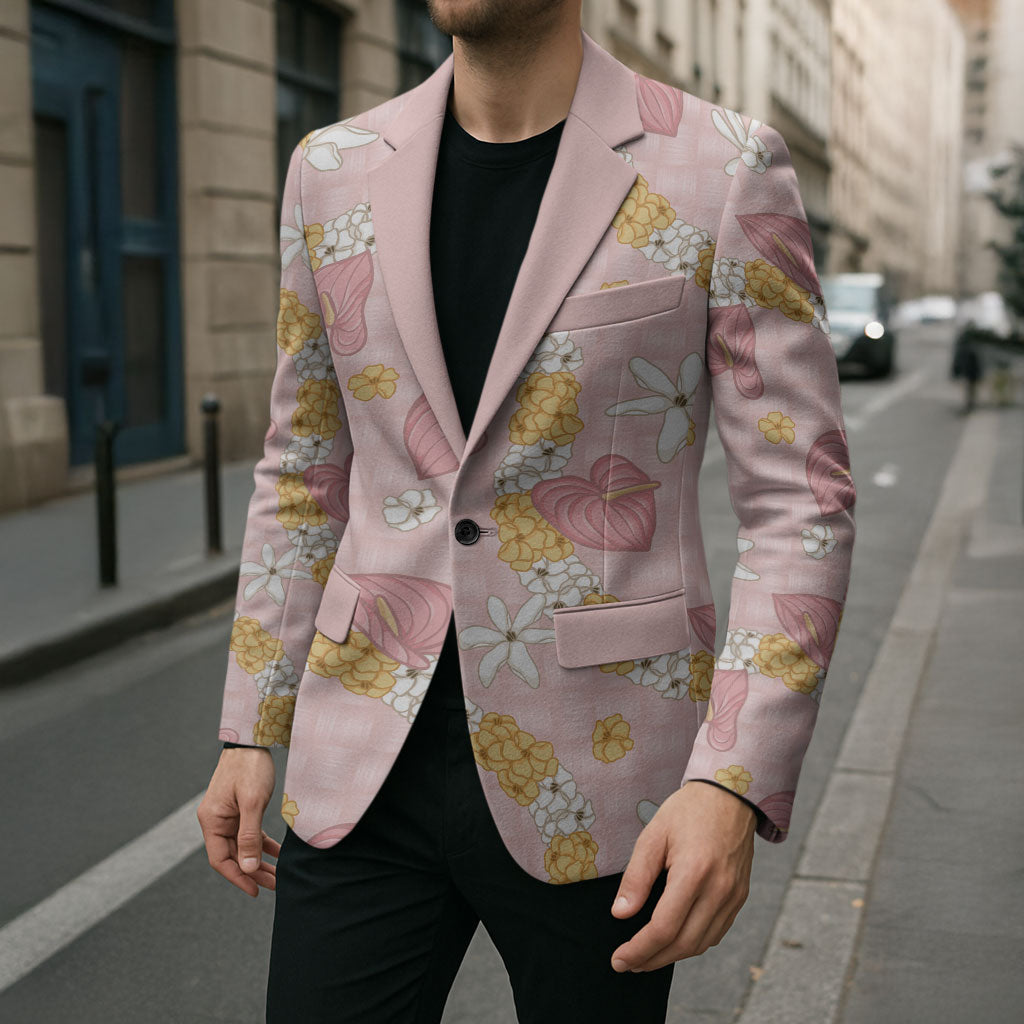 Hawaii Anthurium Tiare Pikake Lei Blazer Akala Lauhala Art Pattern