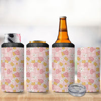 Hawaii Anthurium Tiare Pikake Lei 4 in 1 Can Cooler Tumbler Akala Lauhala Art Pattern LT01 - Polynesian Pride