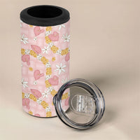 Hawaii Anthurium Tiare Pikake Lei 4 in 1 Can Cooler Tumbler Akala Lauhala Art Pattern LT01 - Polynesian Pride