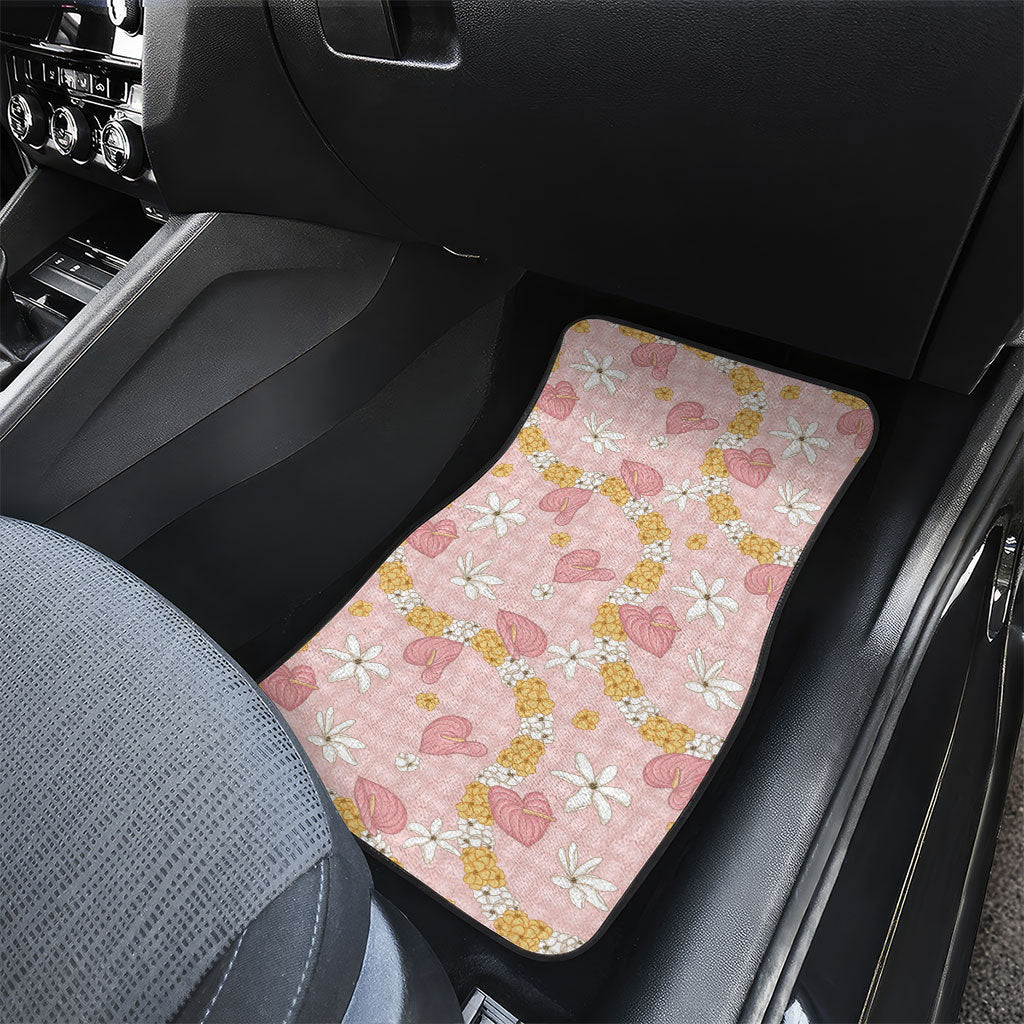 Hawaii Anthurium Tiare Pikake Lei Car Mats Akala Lauhala Art Pattern