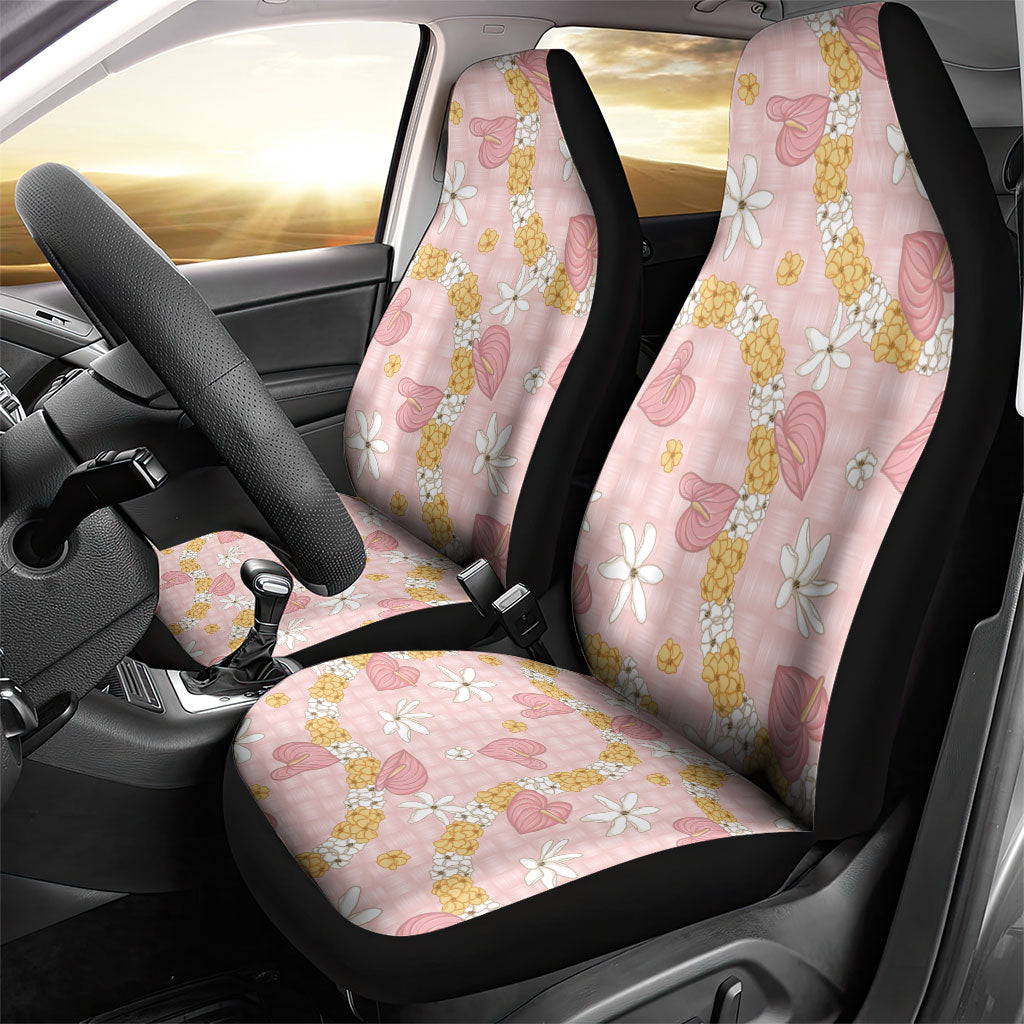 Hawaii Anthurium Tiare Pikake Lei Car Seat Cover Akala Lauhala Art Pattern