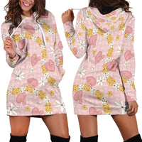 Hawaii Anthurium Tiare Pikake Lei Hoodie Dress Akala Lauhala Art Pattern