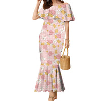 Hawaii Anthurium Tiare Pikake Lei Mermaid Dress Akala Lauhala Art Pattern
