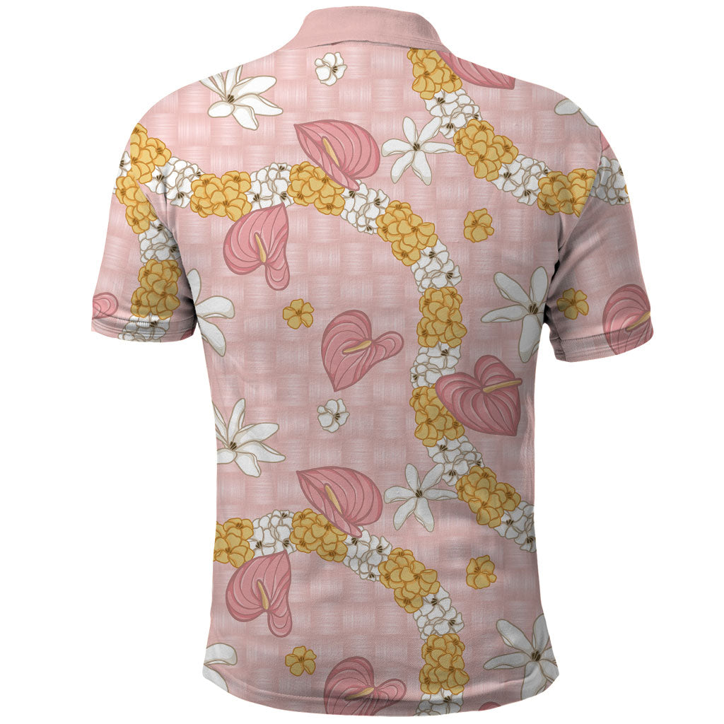Hawaii Anthurium Tiare Pikake Lei Polo Shirt Akala Lauhala Art Pattern LT01 - Polynesian Pride