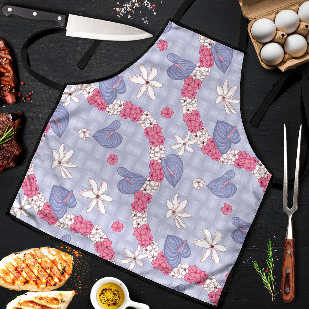 Hawaii Anthurium Tiare Pikake Lei Apron Poni Lauhala Art Pattern