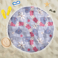Hawaii Anthurium Tiare Pikake Lei Beach Blanket Poni Lauhala Art Pattern LT01 One Size 150cm Purple - Polynesian Pride