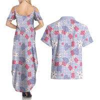 Hawaii Anthurium Tiare Pikake Lei Couples Matching Summer Maxi Dress and Hawaiian Shirt Poni Lauhala Art Pattern LT01 - Polynesian Pride