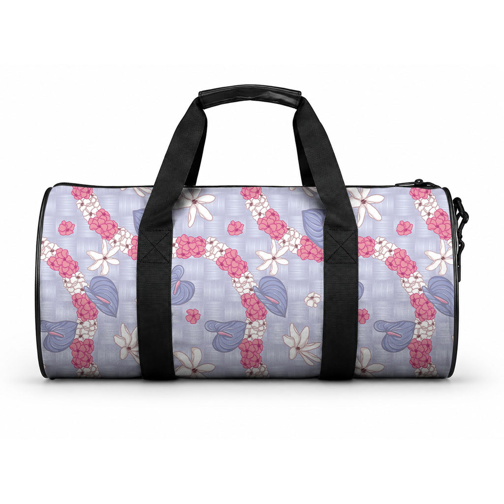 Hawaii Anthurium Tiare Pikake Lei Duffle Bag Poni Lauhala Art Pattern LT01 One size Purple - Polynesian Pride