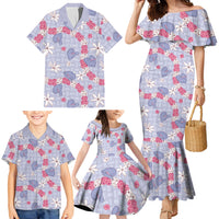 Hawaii Anthurium Tiare Pikake Lei Family Matching Mermaid Dress and Hawaiian Shirt Poni Lauhala Art Pattern LT01 - Polynesian Pride