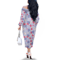 Hawaii Anthurium Tiare Pikake Lei Family Matching Off The Shoulder Long Sleeve Dress and Hawaiian Shirt Poni Lauhala Art Pattern LT01 - Polynesian Pride