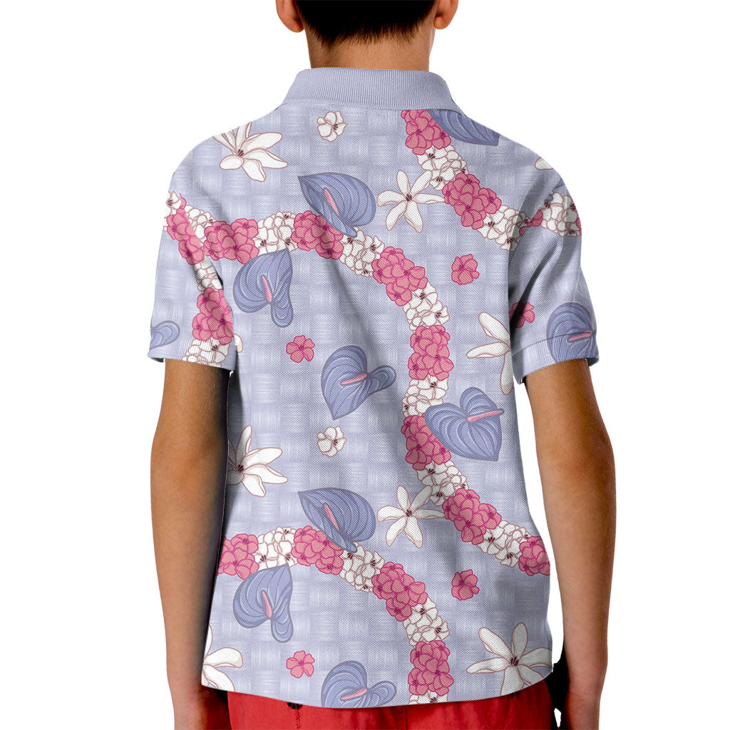 Hawaii Anthurium Tiare Pikake Lei Kid Polo Shirt Poni Lauhala Art Pattern