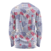 Hawaii Anthurium Tiare Pikake Lei Long Sleeve Shirt Poni Lauhala Art Pattern
