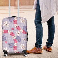 Hawaii Anthurium Tiare Pikake Lei Luggage Cover Poni Lauhala Art Pattern