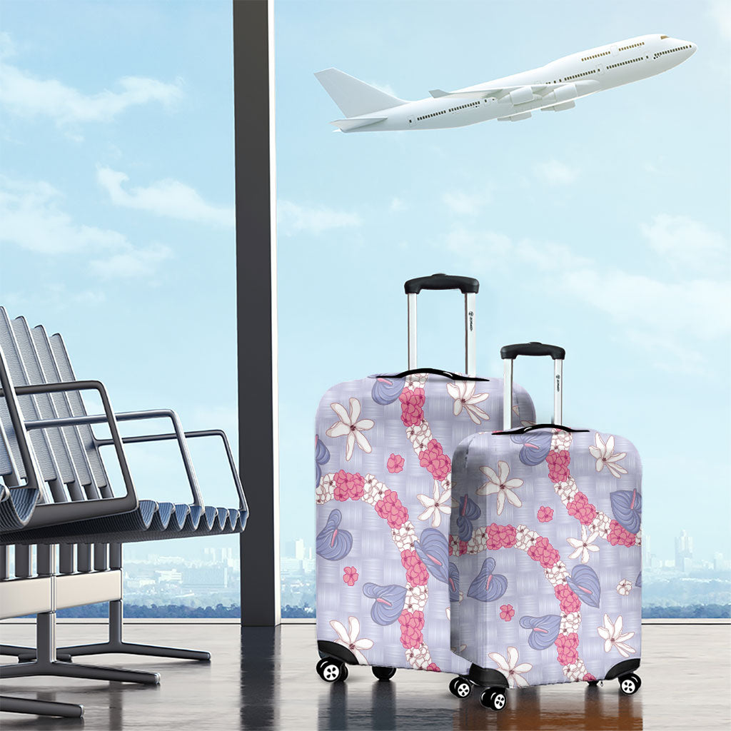 Hawaii Anthurium Tiare Pikake Lei Luggage Cover Poni Lauhala Art Pattern