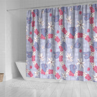 Hawaii Anthurium Tiare Pikake Lei Shower Curtain Poni Lauhala Art Pattern