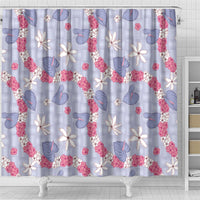 Hawaii Anthurium Tiare Pikake Lei Shower Curtain Poni Lauhala Art Pattern