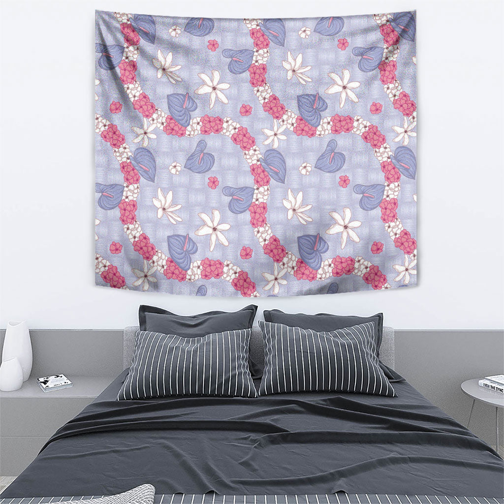 Hawaii Anthurium Tiare Pikake Lei Tapestry Poni Lauhala Art Pattern