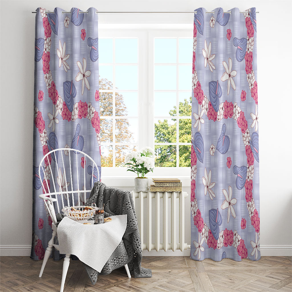 Hawaii Anthurium Tiare Pikake Lei Window Curtain Poni Lauhala Art Pattern